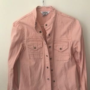 Pink denim bomber jacket